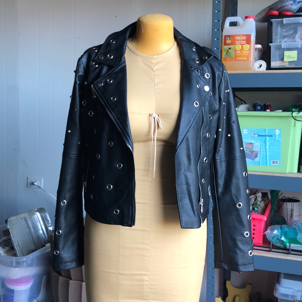 CiSono by Cavalini pleather biker spiked jacket